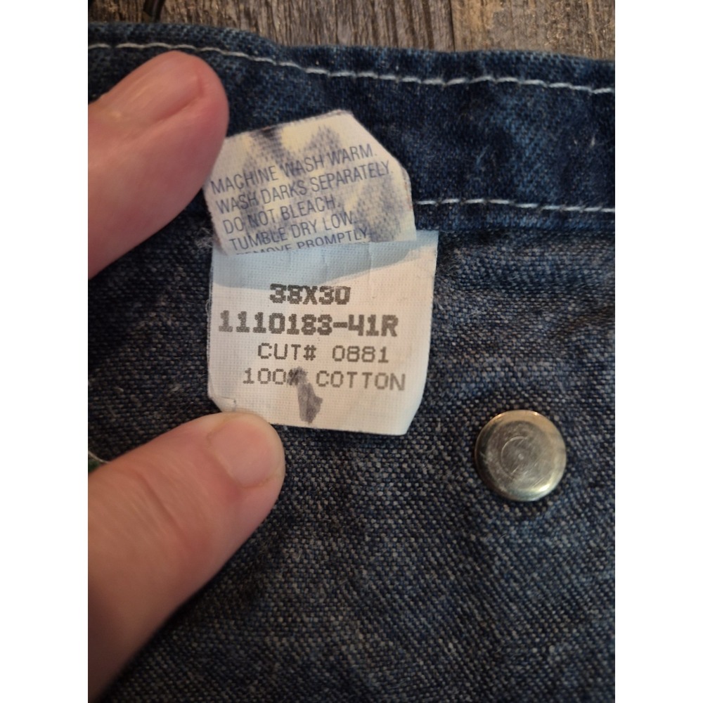 Big Smith Bib Overalls Mens 38x30 Blue Farmer Carpenter Work Denim Jeans - Picture 8 of 9